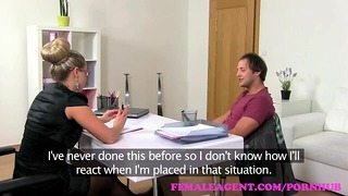 Femaleagent. Horny Blonde Mature Finishes Interview With a Mouthful of Semen