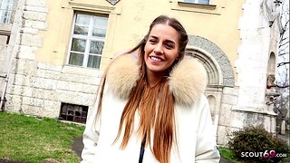 German Scout – Lovely Girl Eveline Dellai in Leggings Tricked to Raw Pickup Fuck
