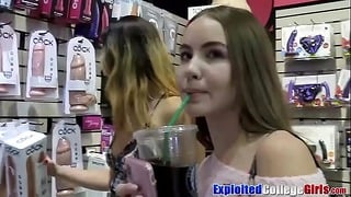 Coeds Naomi and Bonnie Share Casting Cock and Sex Toys Threesome