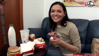 Anal Porn With a Busty Brunette Hoe and With Milk and Food