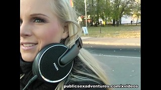 Blonde Party Girl Loves Outside Fucking