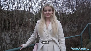 Outdoor Agent Hot Blondie From California Sucks And Fucks A Big European Penis