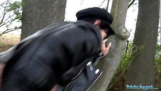 Outside Agent Mouthful Of Cum And Sex For Sexy Brunette Girl Sasha Colibri