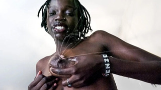 African Casting – Big Black Lactating Tits Milking Big White Dick