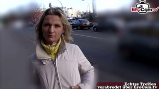 German young woman approached on the street for her first sex casting