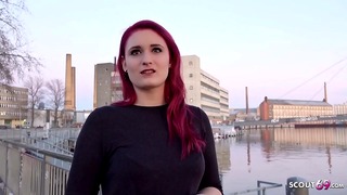 GERMAN SCOUT – Redhead Teen Melina talk to Fuck at Street Casting