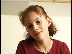 Casting brunette teen with small tits teasing solo