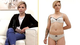 18 year old Lesbian teen has first cock in Casting – FAKE AGENT