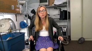Nerdy blonde blows casting director's big black cock