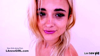 Young Novice Blonde Shows Off in Casting and gets Thick Cock