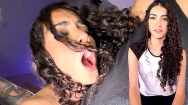 Skinny.Curly gives her first blowjob at a casting and does it very well