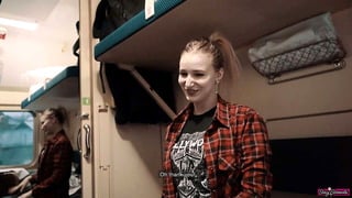 Girl Fellow Traveler Seduced Guy on the Train and Gave him Blowjob and Swallowed Sperm!